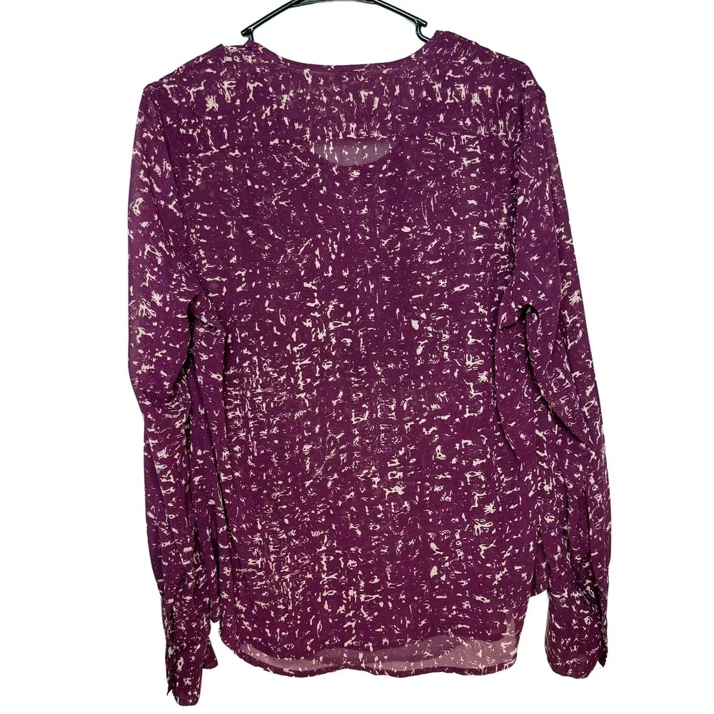 Converse One Star Womens‎ XL Purple Abstract Print Henley Blouse Top